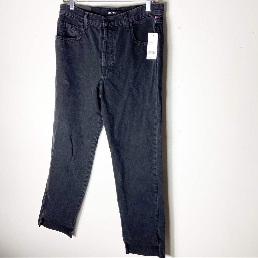 J Brand Black Denim High Rise Crop Step Hem Jeans